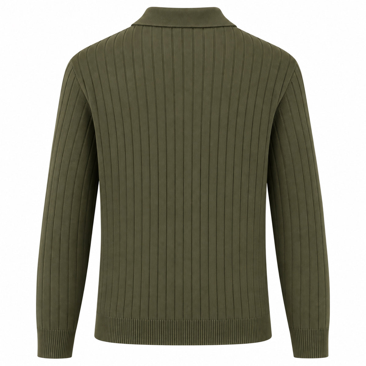Ribbed Button Polo Sweater