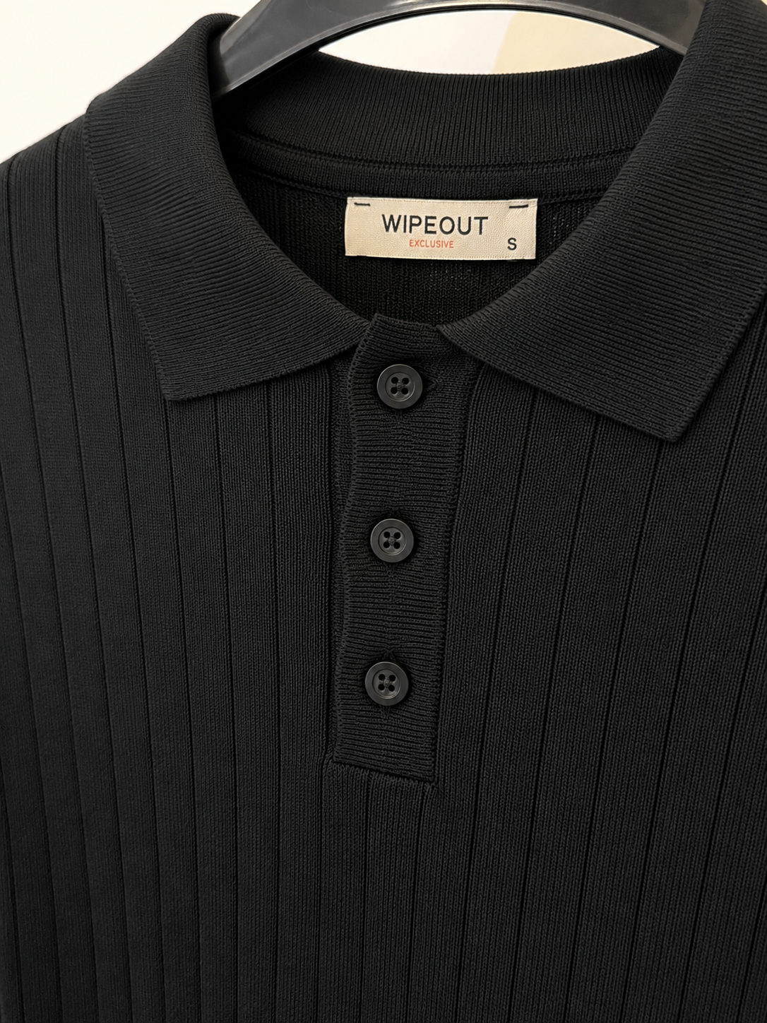 Ribbed Button Polo Sweater