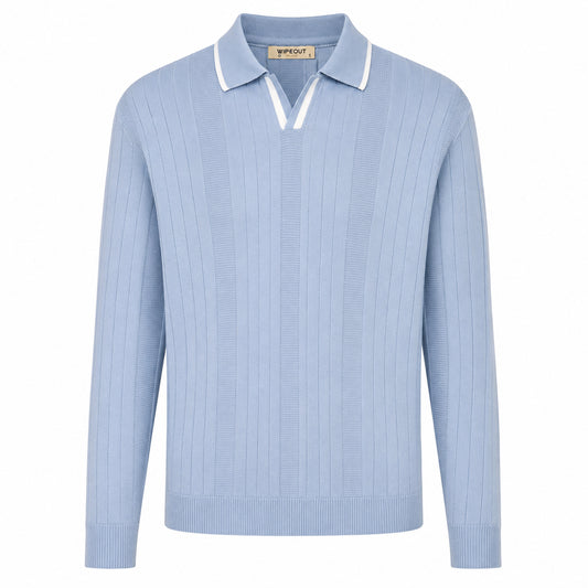 Textured Open-Collar Sweater