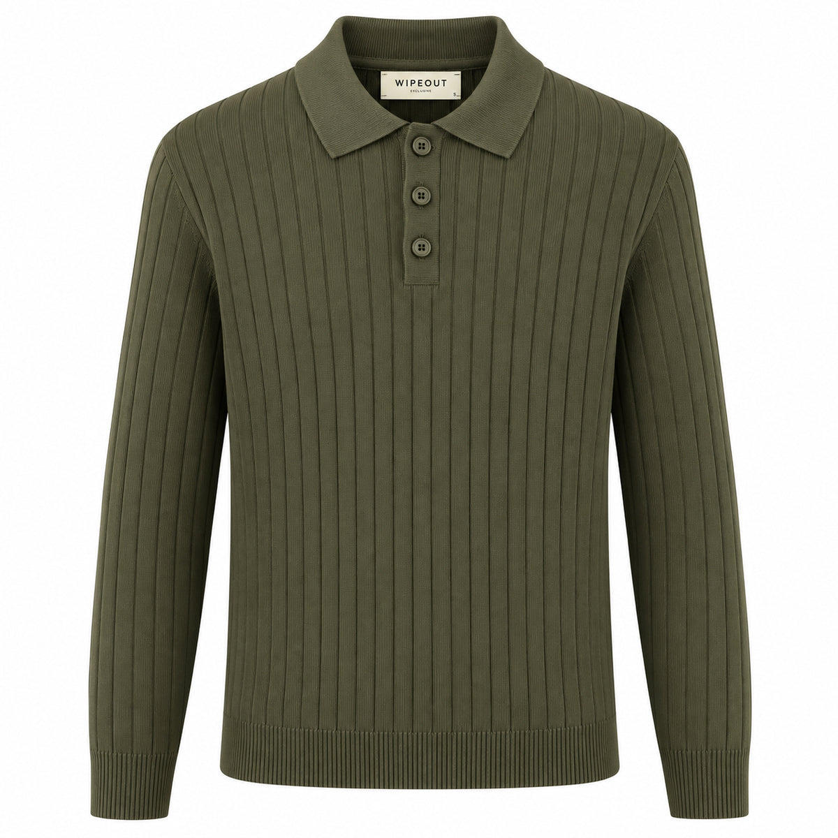 Ribbed Button Polo Sweater