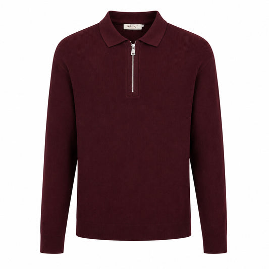 Ribbed Half-Zip Sweater